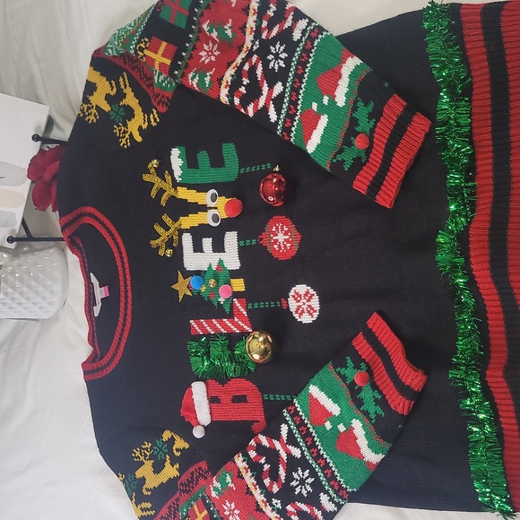 Christmas Sweater with Hanging Bells Holiday Party Festive Sweater - Picture 3 of 17